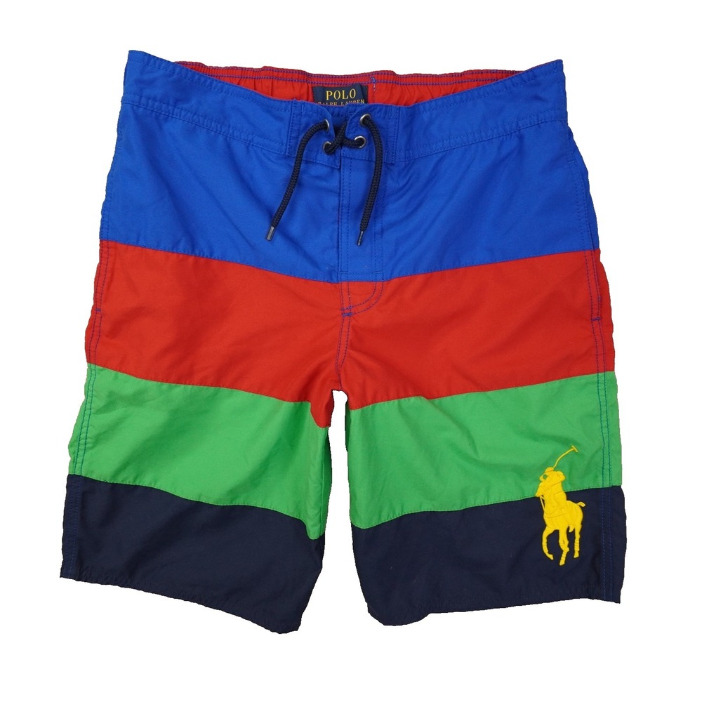Polo Ralph Lauren Colorblock Swim Trunks Boy's 14-16 Big Pony Mesh Lined